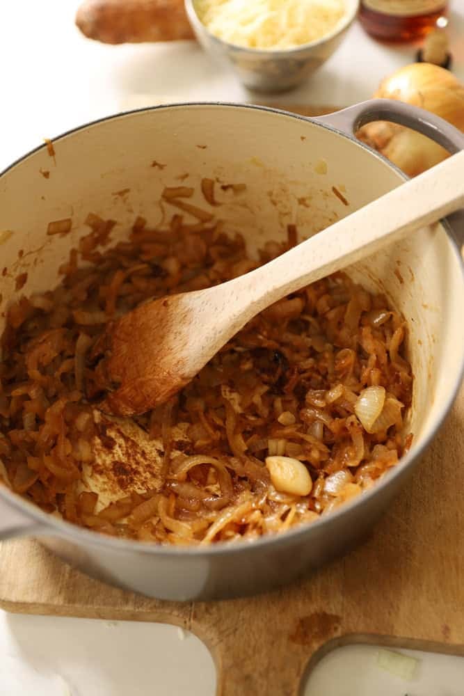 Caramelized onions in a Dutch Oven.
