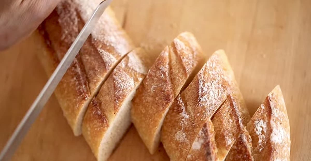 Sliced Baguette on a cutting Board