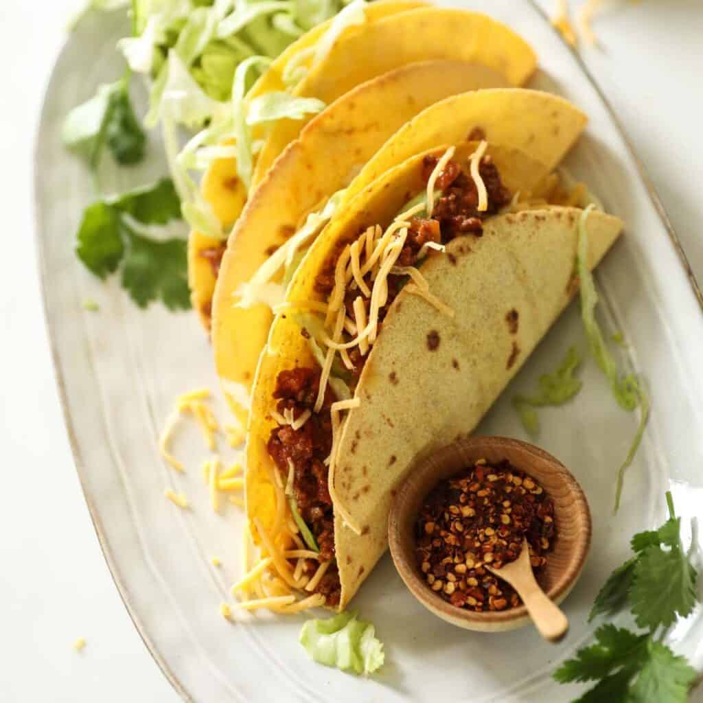 Slow Cooker Taco Recipe on a plate.