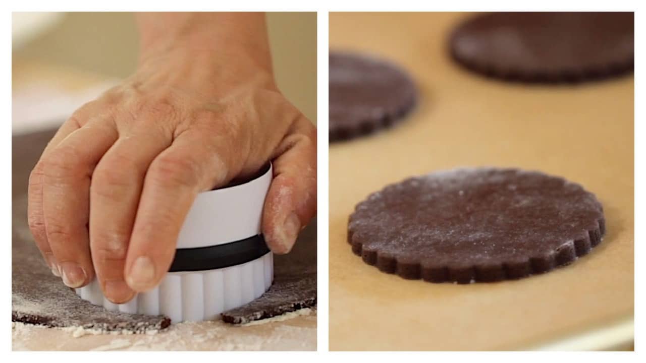 Cutting out cookies with a biscuit cutter