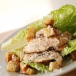 Easy Chicken Caesar Salad Recipe on a white plate