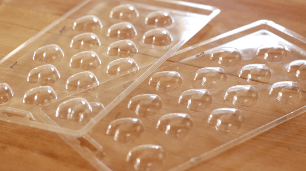 Chocolate Molds on a cutting board