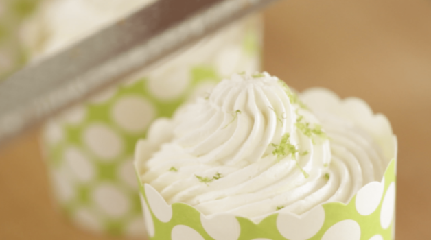 Key Lime Cups with lime zest on top up close