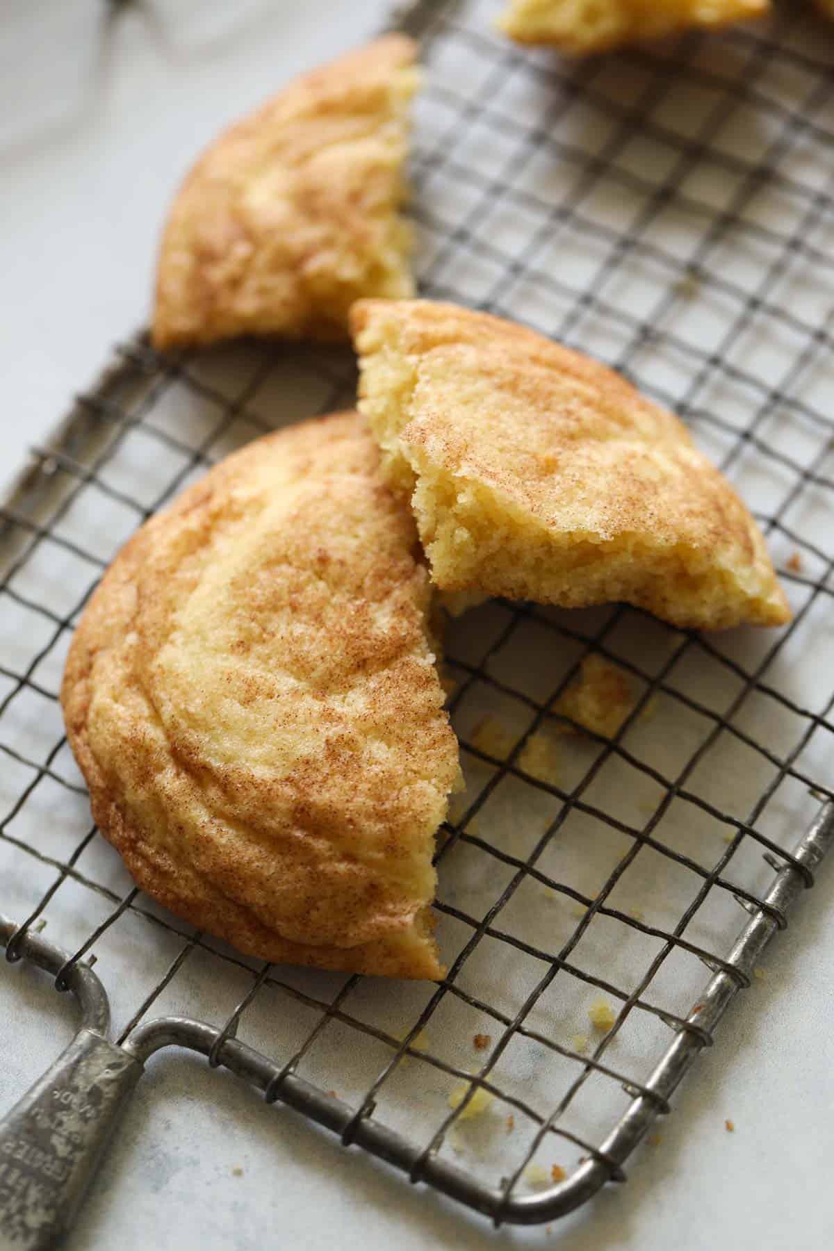 a cookie broken in half to show the texture inside