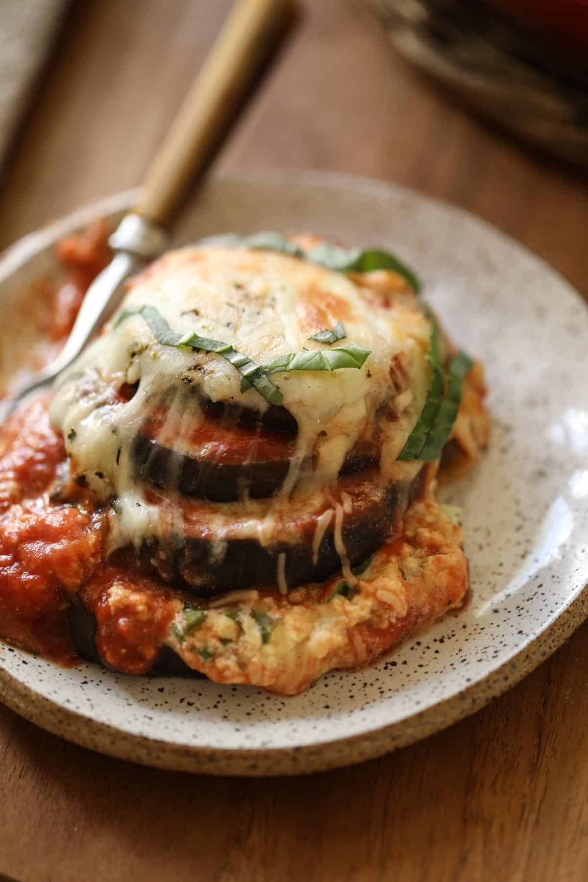 aubergine lasagna on a plate