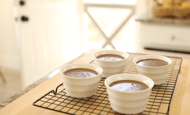 Baked Chocolate Pot de Creme Recipe cooling on rack