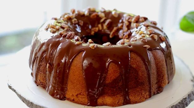 Chocolate Vanilla Marble Cake Recipe with Chocolate Glaze