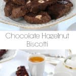 Chocolate Hazelnut Biscotti Recipe served on a white plate