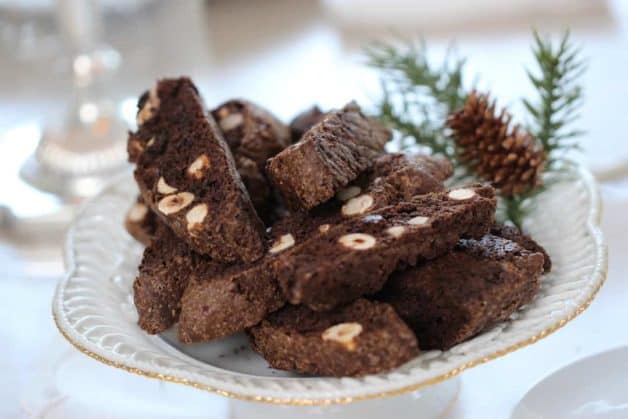 Chocolate Hazelnut Biscotti Recipe served on a white plate