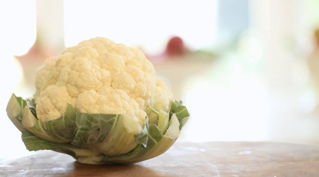 A close up of a head of cauliflower