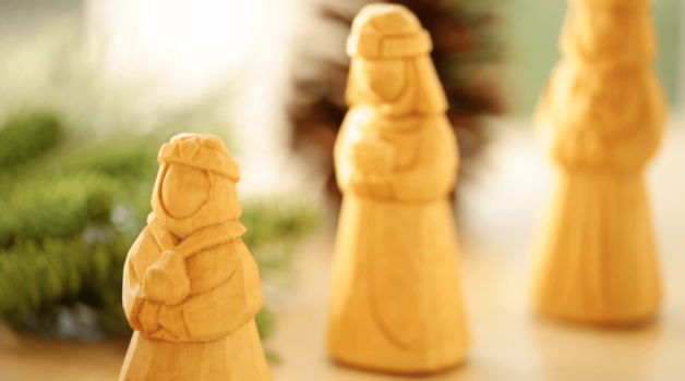 The 3 Kings in a nativity scene made from wood