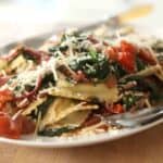 Spinach Ravioli with Spinach, Tomatoes and Caramelized Onions