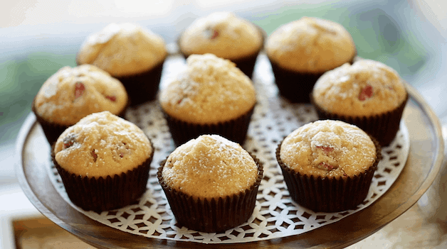 Strawberry Muffins on a wooden cutting board