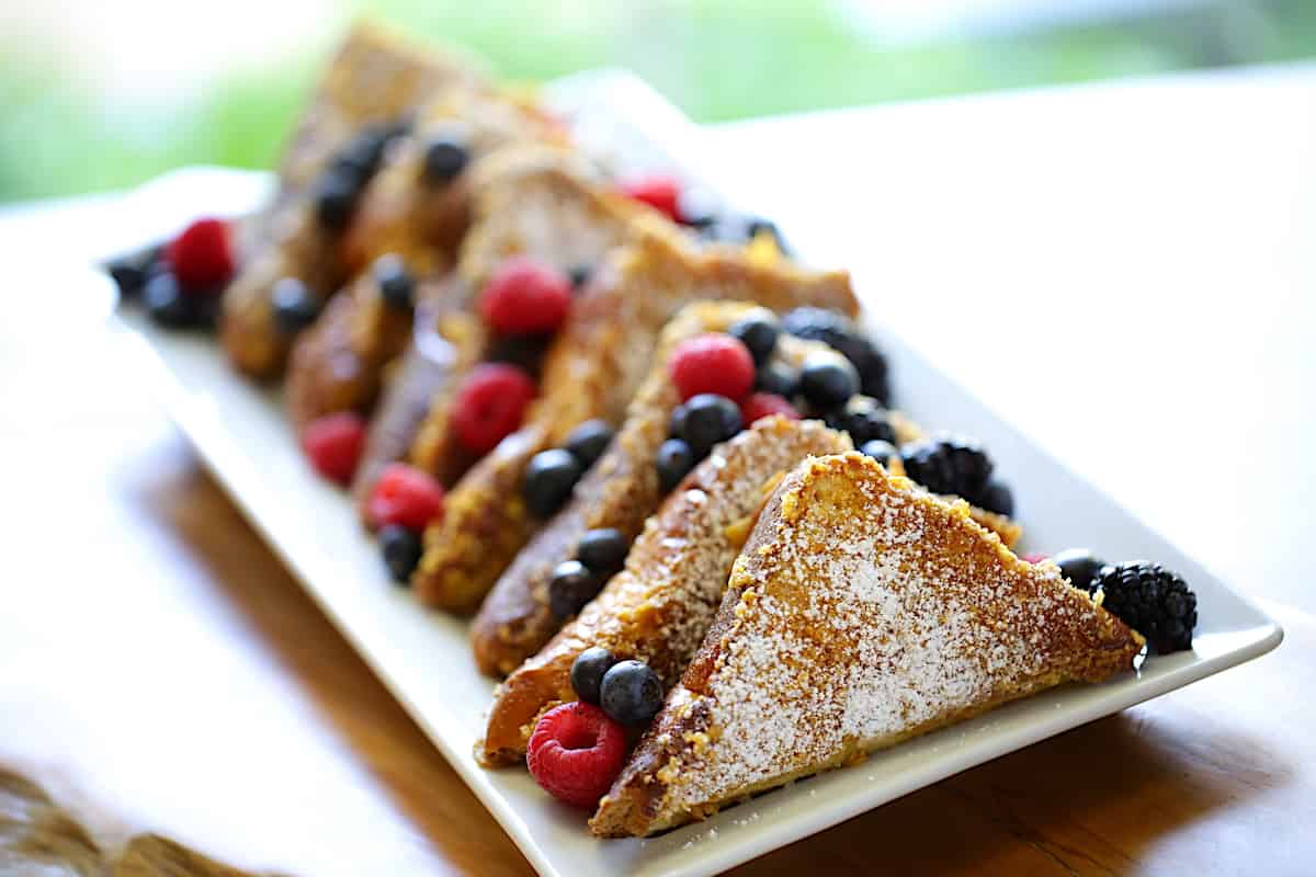 Briocho French Toast with Berries on a platter