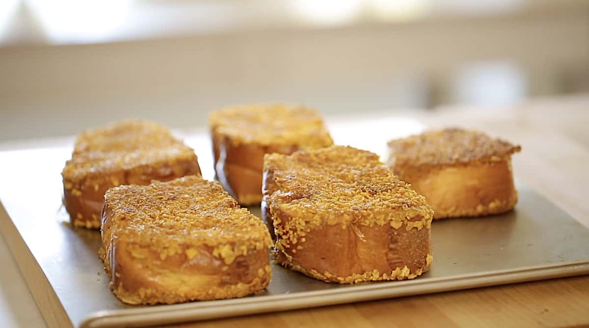 Brioche French Toast on a cookie sheet