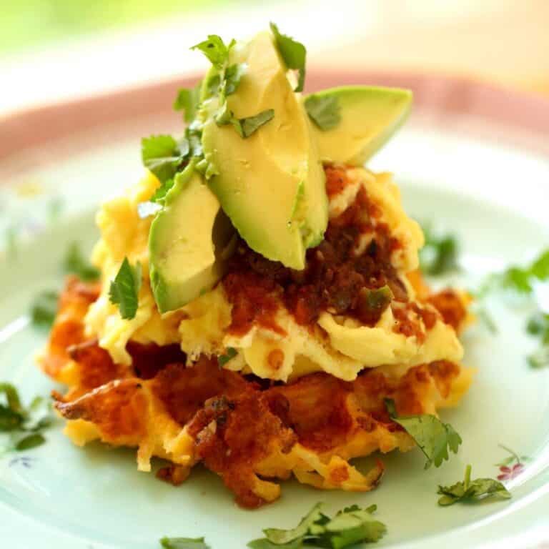 Hash Brown Waffles with Mexican Scramble