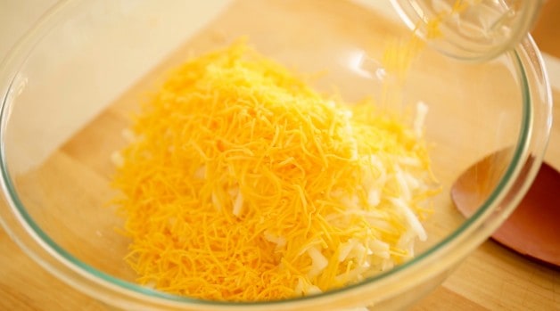 Mixing bowl of cheese