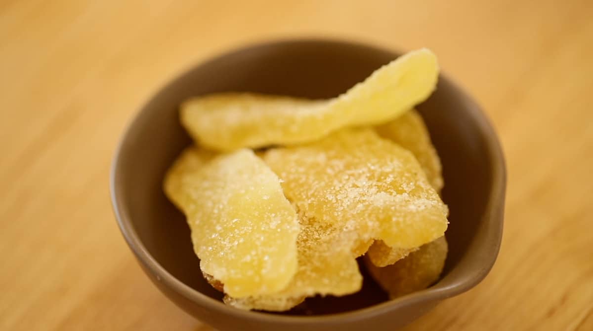 a small bowl of candied ginger