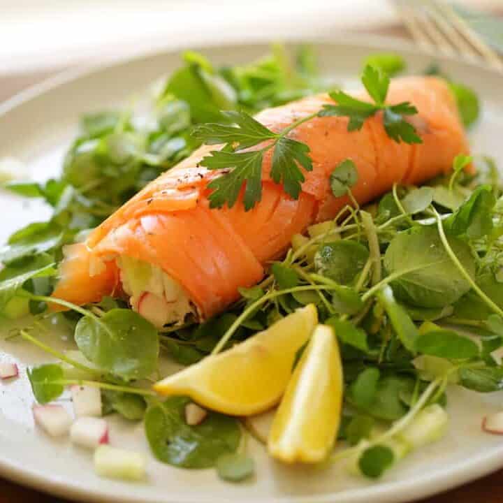 15-Minute Smoked Salmon Roulade with Cucumbers and Radish