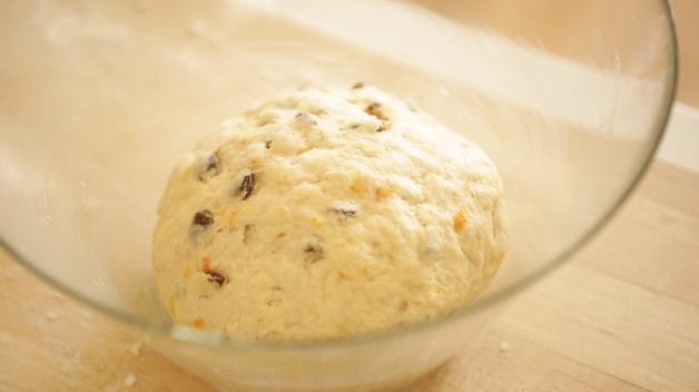 Dough set to rise for overnight cinnamon rolls