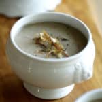 Cream of Mushroom Soup with Crispy Leeks