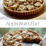 Apple Pie with Raisins and Walnuts on a Cake Stand