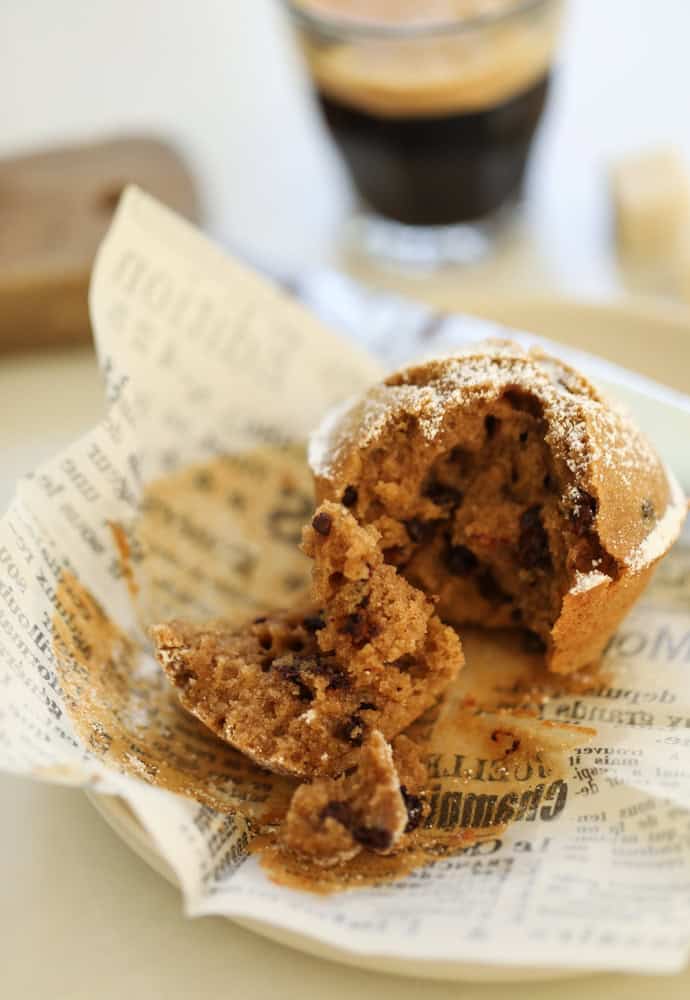 a cappuccino muffin with chocolate chips