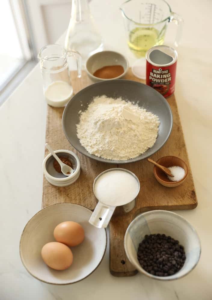 baking ingredients laid out on a counter.