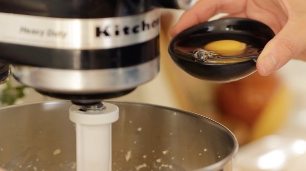 Adding egg to a stand mixer