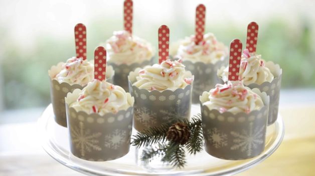 Chocolate Candy Cane Cupcakes baked in Simply Baked Cupcake Liners with Red Spoons