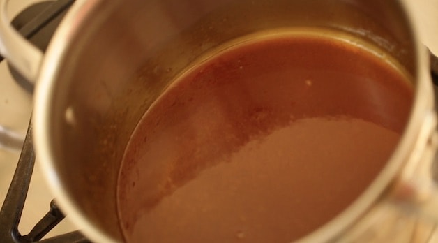 warm caramel in a pot