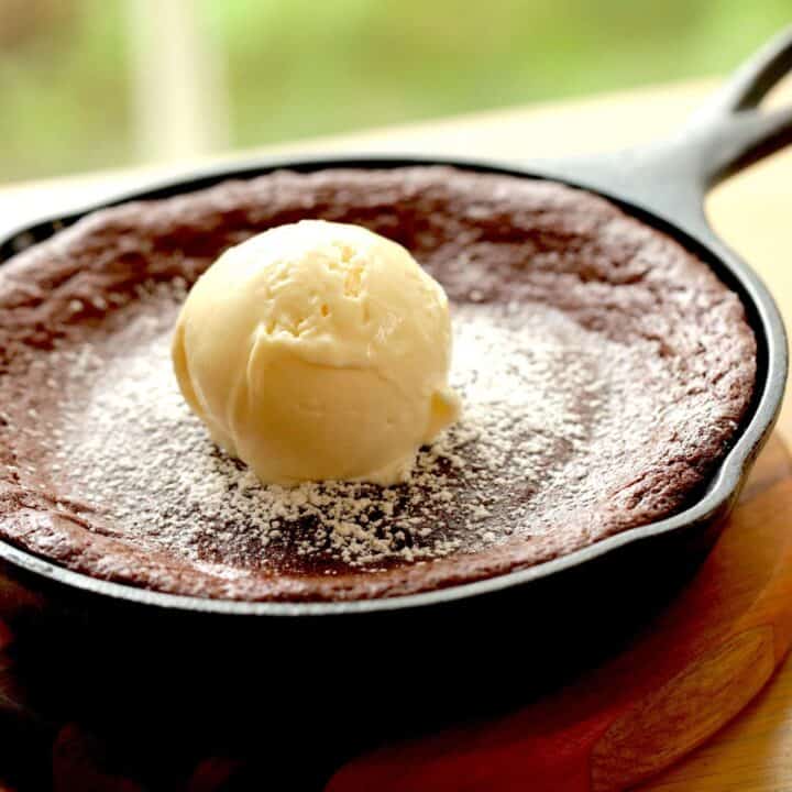 Mini Chocolate Skillet Cake in a Small Cast-Iron Skillet
