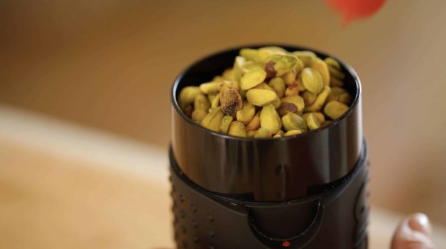 Pistachios about to be ground into Pistachio Flour for Pistachio Olive Oil Cake Recipe