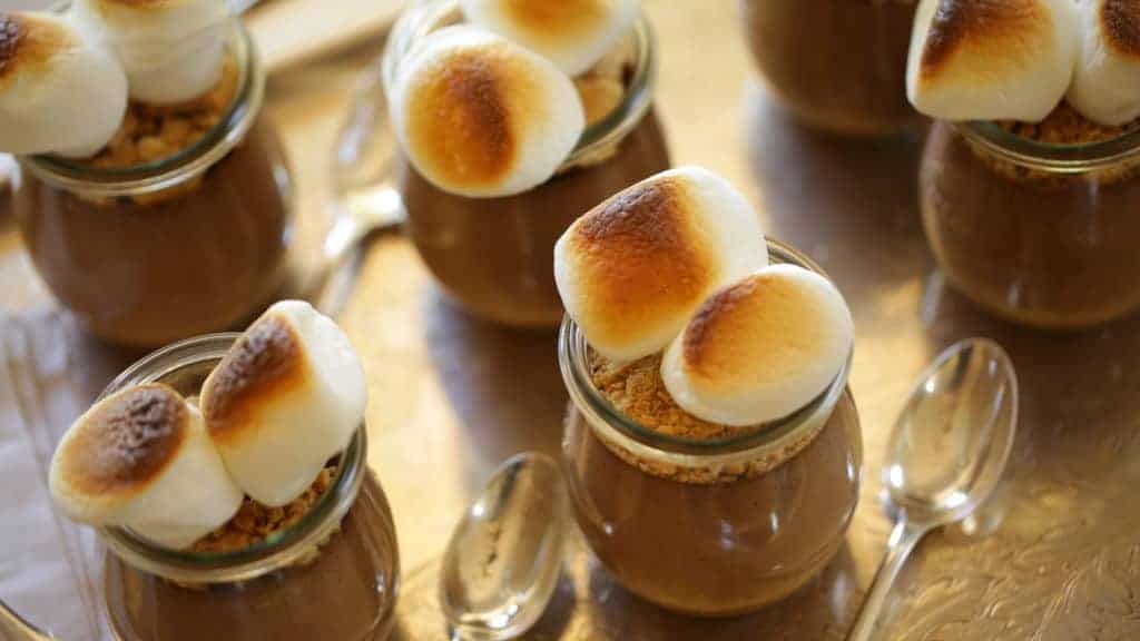 Tight Shot S'More Pudding Pot on silver tray ready to be served