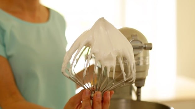 Stiff Meringue Peaks on a Kitchen Aid whisk attachment 