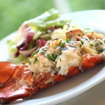 Lobster Thermidor on a Plate with Salad