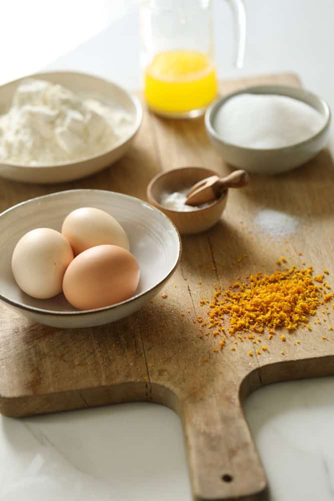 Ingredients laid out on a board.
