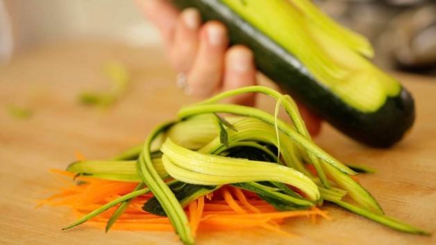 Peeling Zucchini for a Veggie Nest 