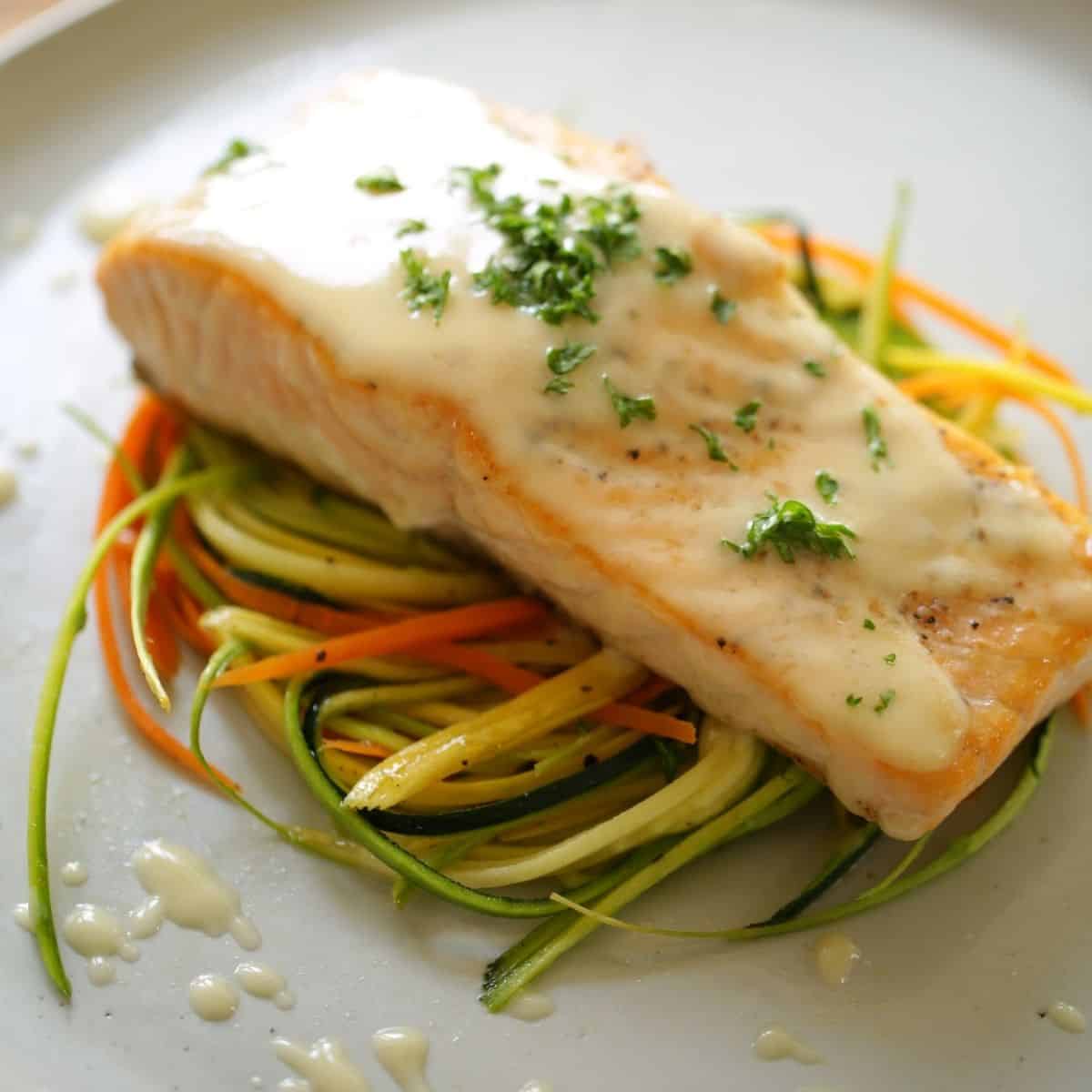 Salmon with Thyme and Three-Lemon Crème Fraîche Recipe