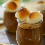 S'More Pudding pot on a tray ready to be served