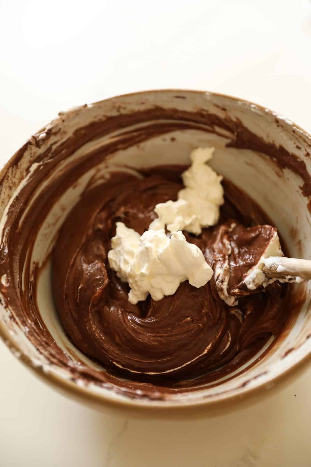 Chocolate Mousse Mixture with whipped cream