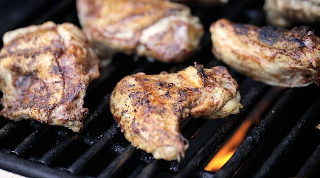 Grilling chicken on a BBQ