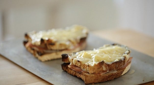 Broiled Melted cheese on sandwiches