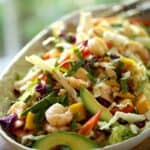 Shrimp Salad with Avocado and Mango recipe on a platter