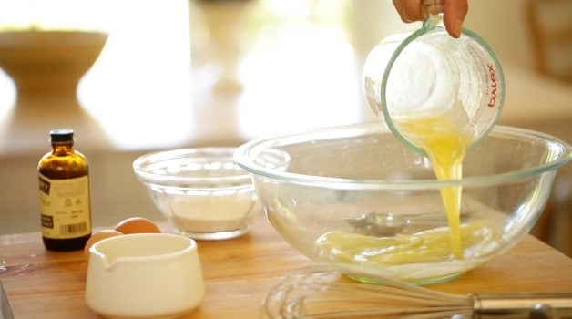 Egg mixture in large mixing bowl