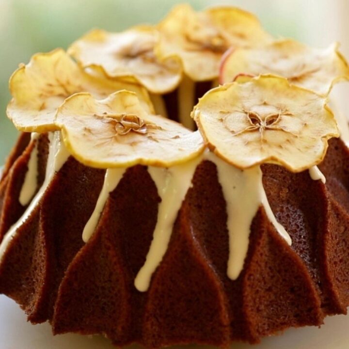 Apple Spice Cake with Apple decorations on Top