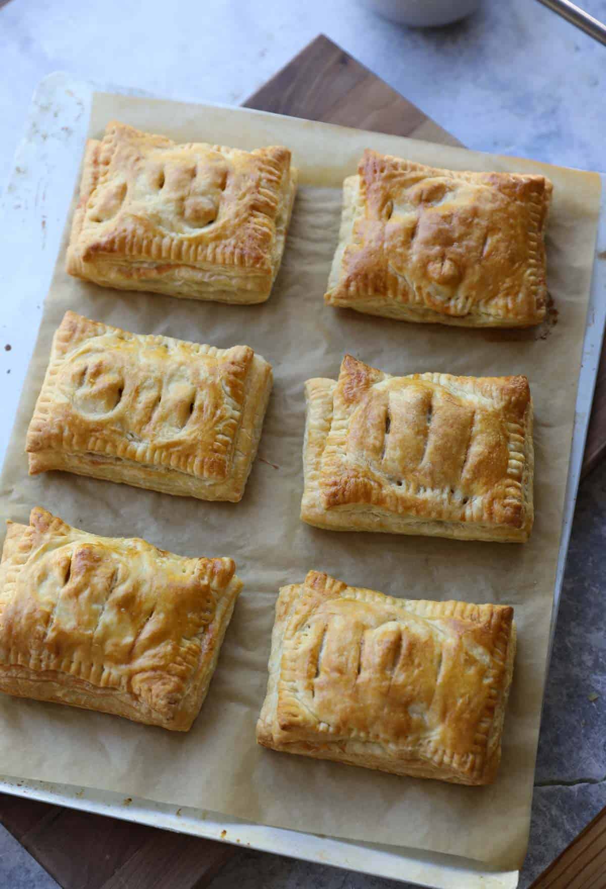 pastries freshly baked on a sheet pan