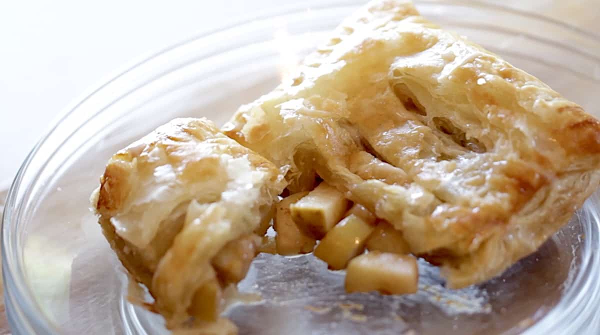 Apple Pastry open with apples spilling out