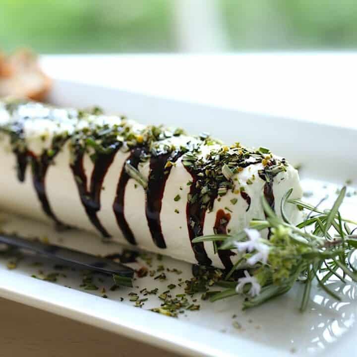 goat cheese log with balsamic syrup and rosemary