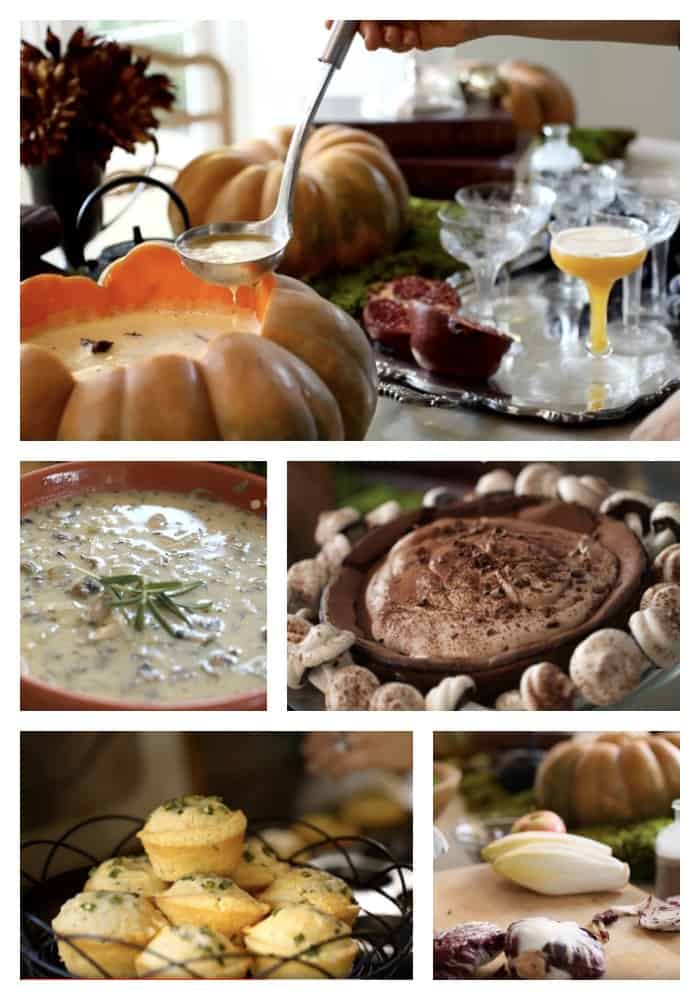 Vertical Collage of recipes from Halloween Themed Dinner Menu for Adults